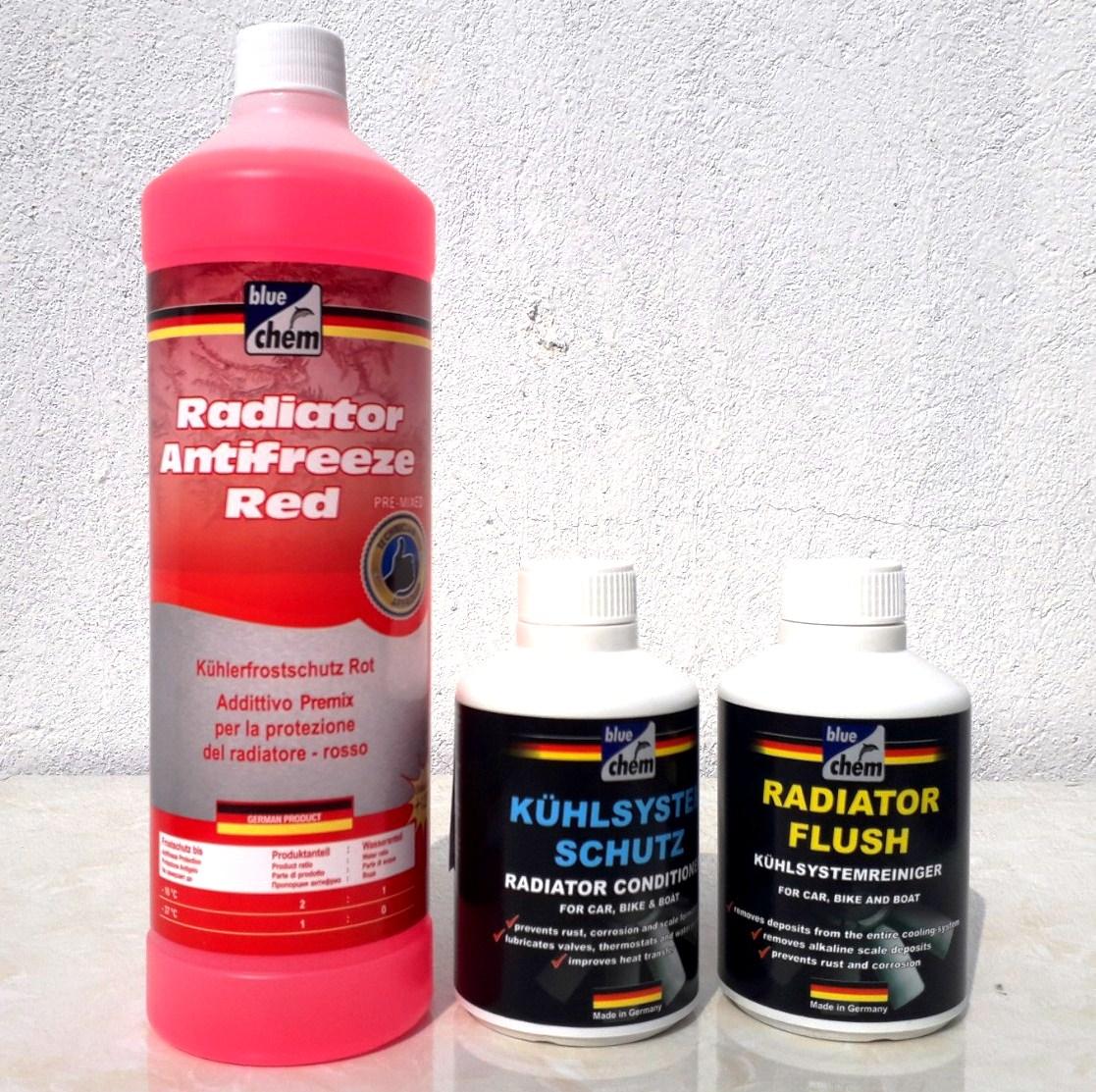 Nước làm mát pha sẵn cao cấp từ Đức Bluechem Radiator Antifreeze Red 1 lit