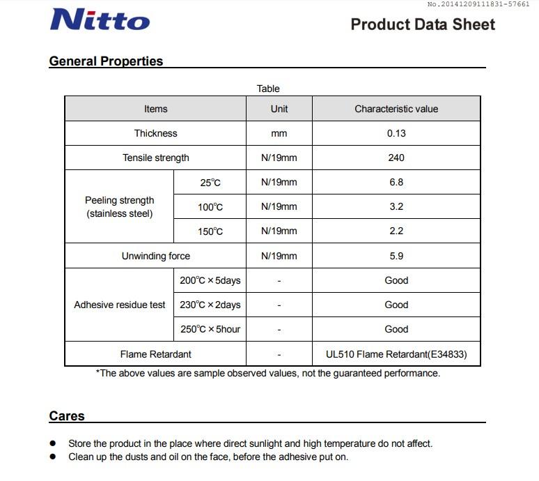 Băng keo chịu nhiệt Nitto 973ULS size 0.13mm x 50mmx10m