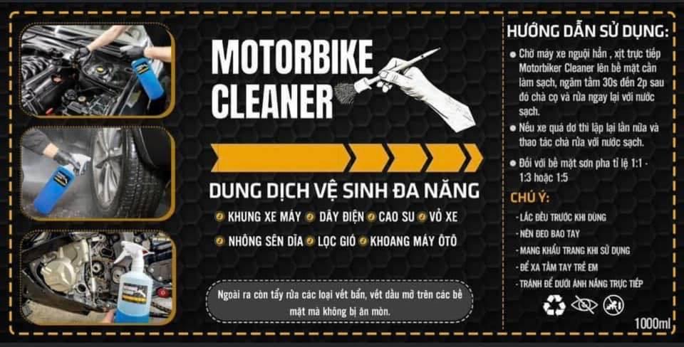 Dung Dịch Tẩy Rửa ĐA NĂNG Motorbike Cleaner Chuyên Dùng Cho Ôtô, Xe Máy 850ml Tặng Kèm Đầu Xịt, Bàn Chải Và Cọ Sên 3D