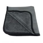 Khăn lau xe hơi Microfiber 2 mặt hút nước xám viền đen 40cm x 40cm