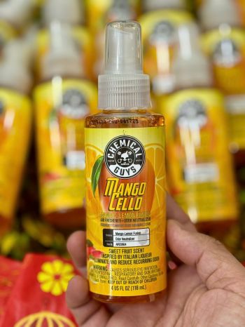 XỊT KHỬ MÙI HƯƠNG TRÁI CÂY XOÀI CHEMICAL GUYS MANGO CELLO - PREMIUM AIR FRESHENER AND ODOR CHAI NHỎ 4oz 118ML