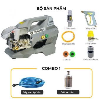 Máy Rửa Xe Gia Đình Áp Lực Corleone G300 Đầu Bơm Công Nghiệp 1600W 70 Bar 9L/Phút,Lõi Đồng